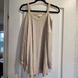Umgee Beige Ribbed Knit Sweater Size M Euc